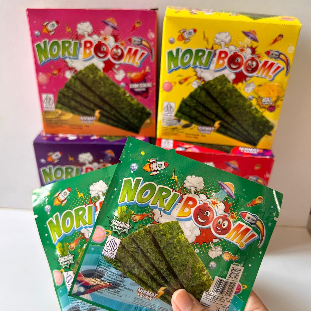 

Nori boom halal ecer 1pcs Noriboom Rumput Laut seaweed original pedas bbq jagung panggang keju ayam goreng crispy anak