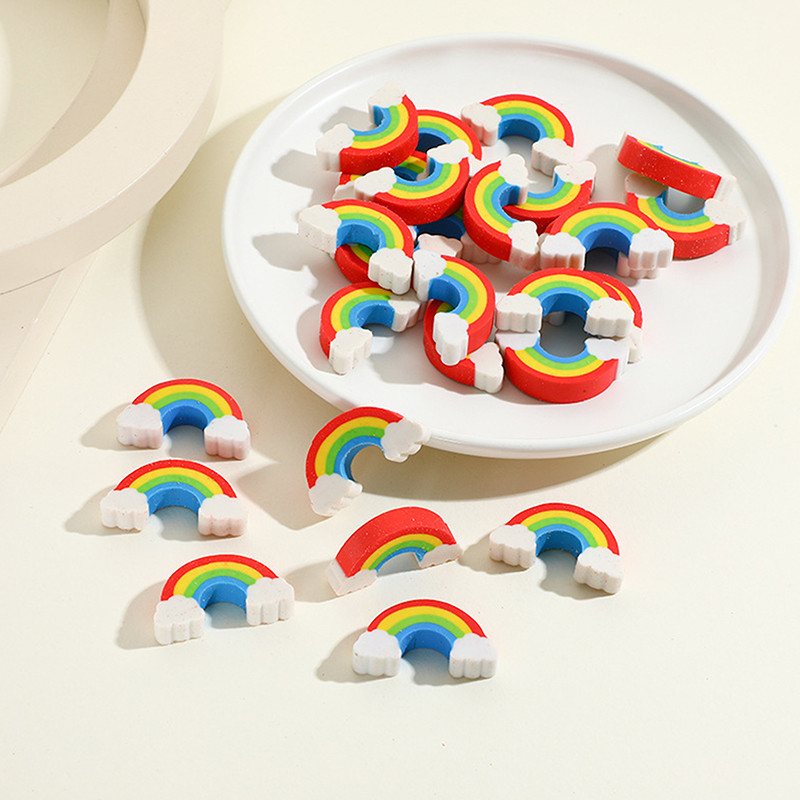 

10Pcs Creative Rainbow Bridge Erasers Pencil Rubber School Supplies Cute Cartoon Mini Rainbow Bridge Eraser Kids Gifts