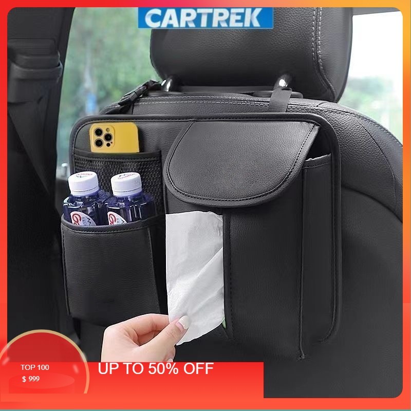 Kulit PU Tas Penyimpanan Mobil Multifungsi Premium / Tas Jok Mobil Tempat Tisu / Penyimpanan Belakan