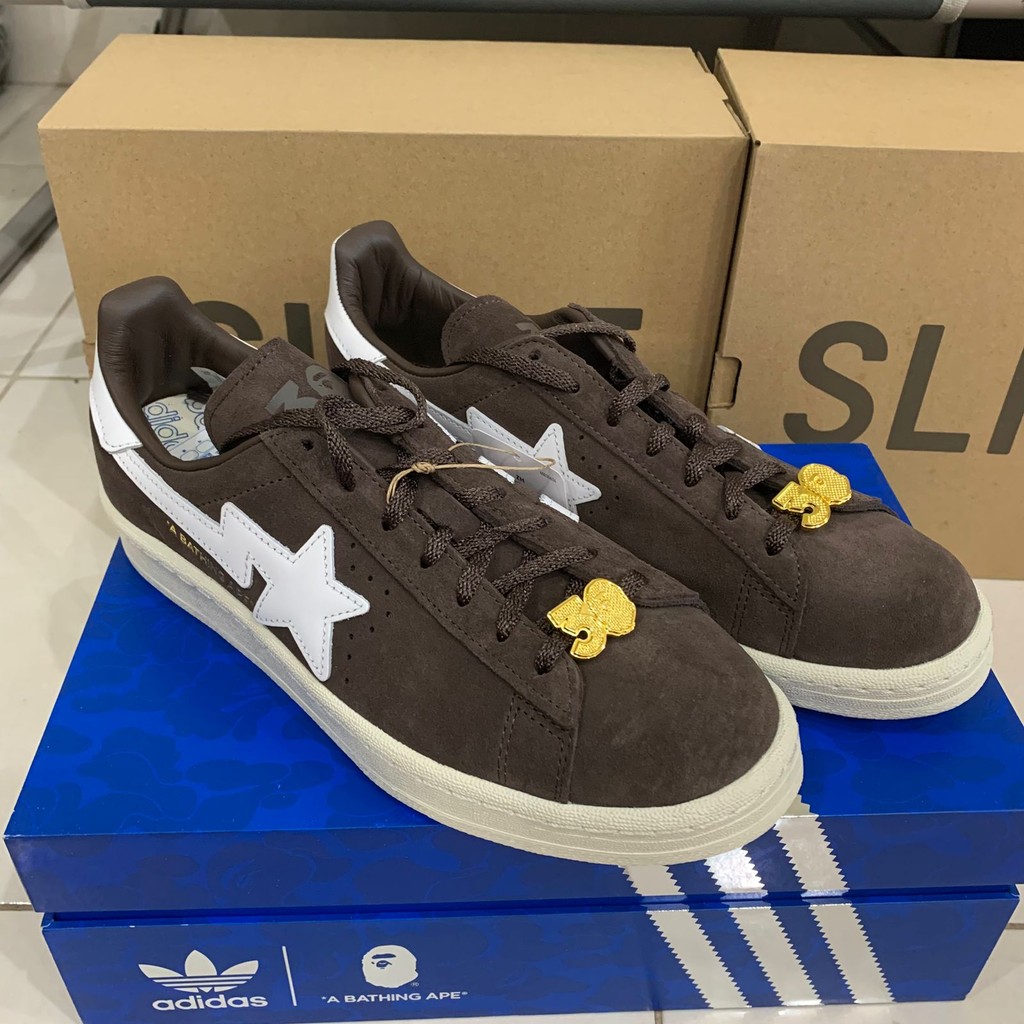 Sepatu Adidas BAPE Campus 80s Brown Suede 30th Anniversary Limited size 40,5