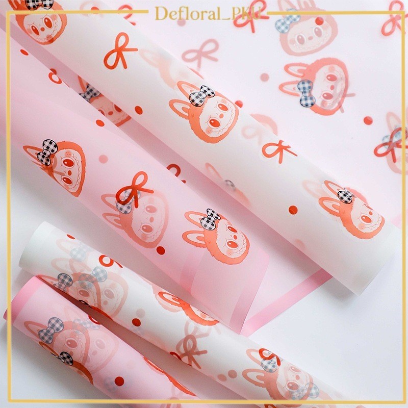 

[ 20 LEMBAR ] Kertas Bunga Buket Transparan Karakter Labuubu Flower Wrapping Paper Frame Cellophane KB85