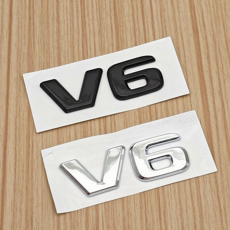 3d ABS V6 Logo Car Rear Trunk Sticker Badge Emblem for Mercedes W204 C280 ML SLK 320 BMW Au Ford Mus