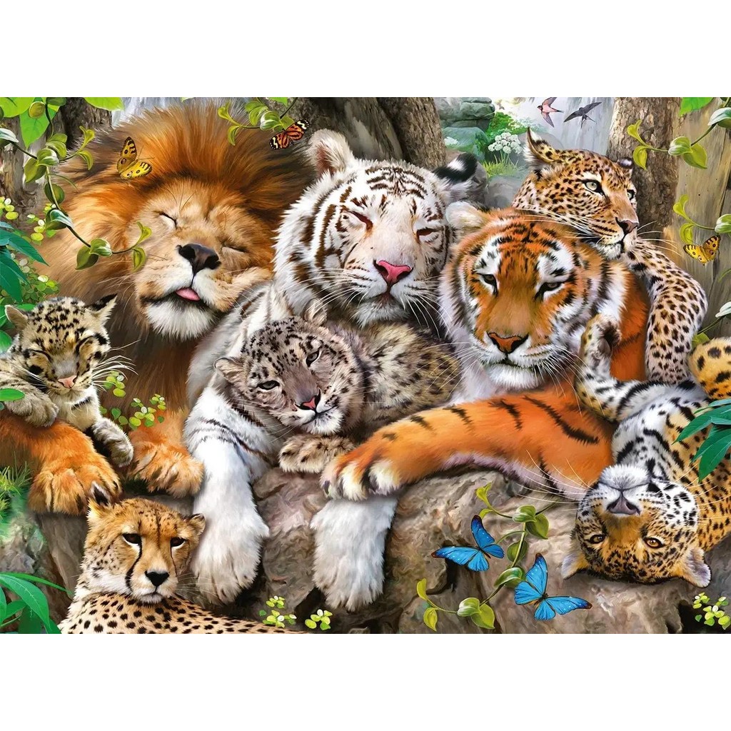 Big Cat Nap 1000/520/120 Pieces Jigsaw Puzzles Challenging Family Activity Games for Gameroom Bedroo