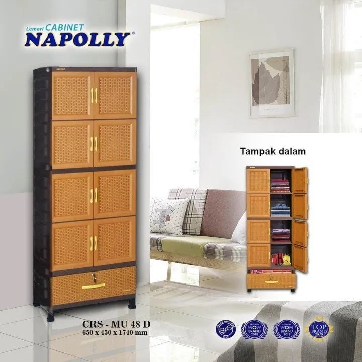 NAPOLLY CRS MU 48D (FULL RAK) - Lemari Pakaian Napolly BCBC MU 48D WOOD PUMA|  Lemari Plastik Napoll