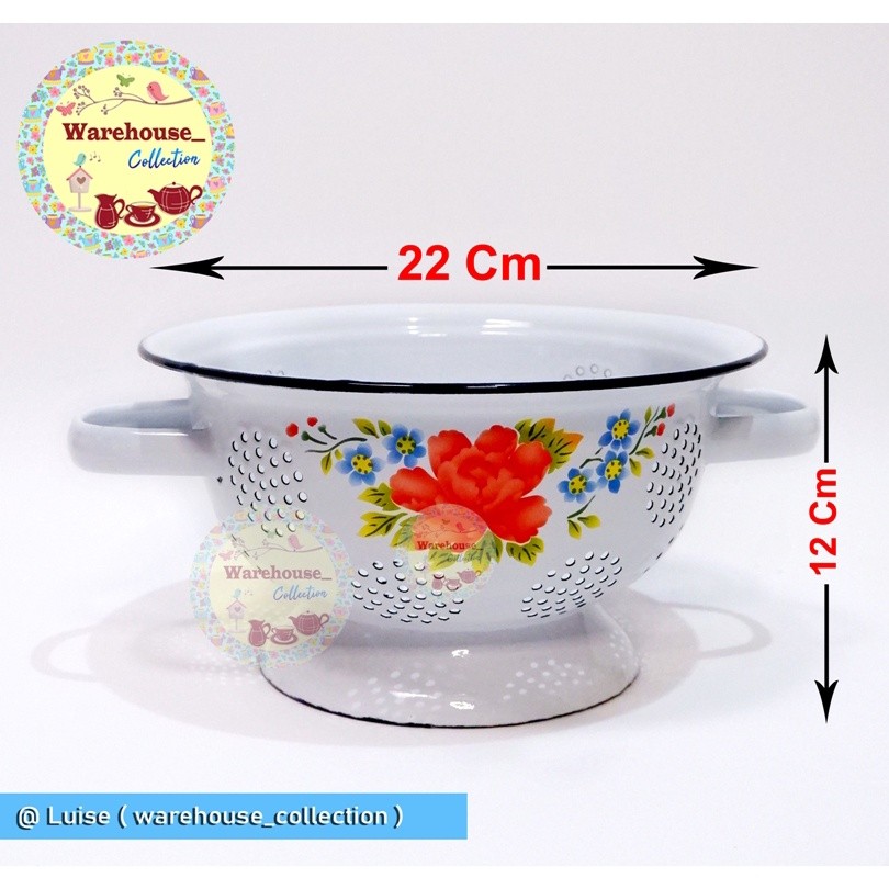cod  CETING / Sangku Nasi motif kembang / POLOS UK 22 dan 24 cm Enamel Seng Blek Vintage