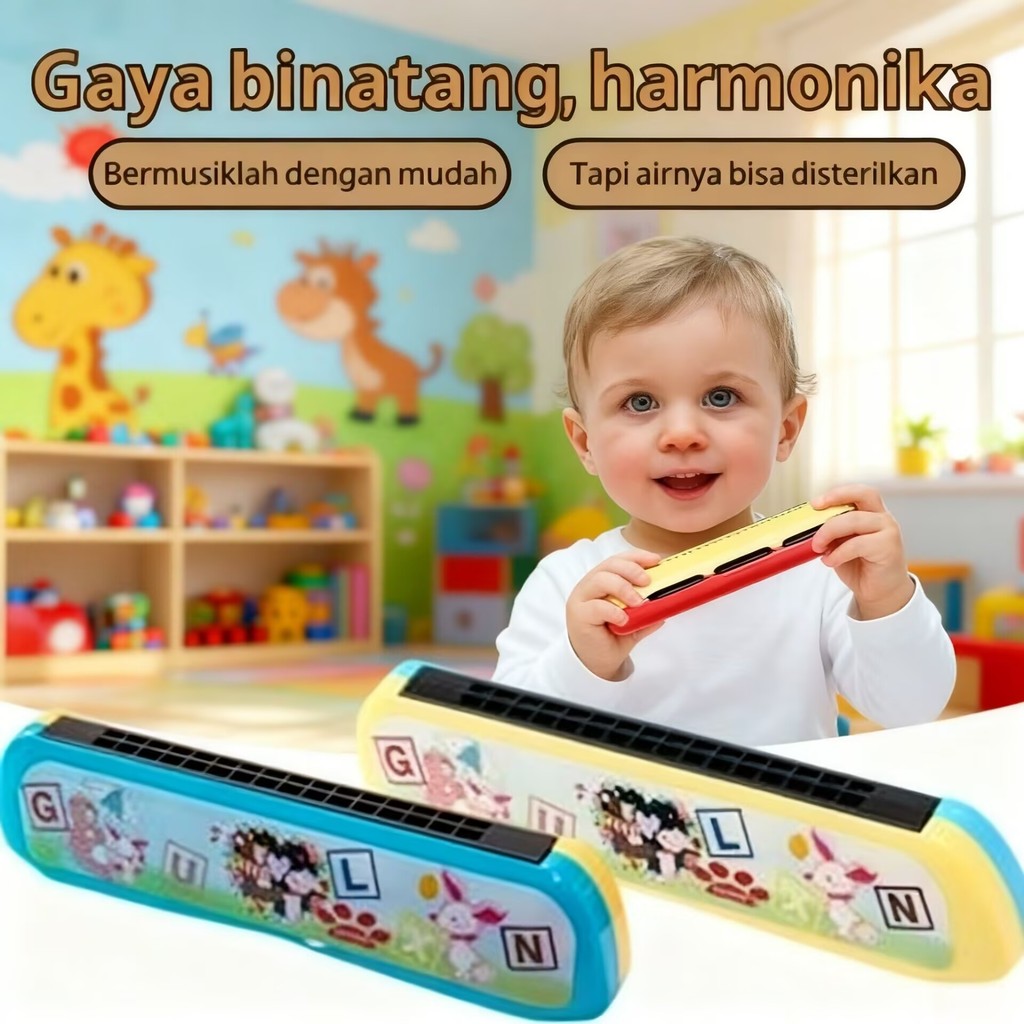 Harmonika Alat Musik Mainan Anak 16 Lubang Kartun Harmonika Alat Musik Hadiah Anak Mainan Harmonika 