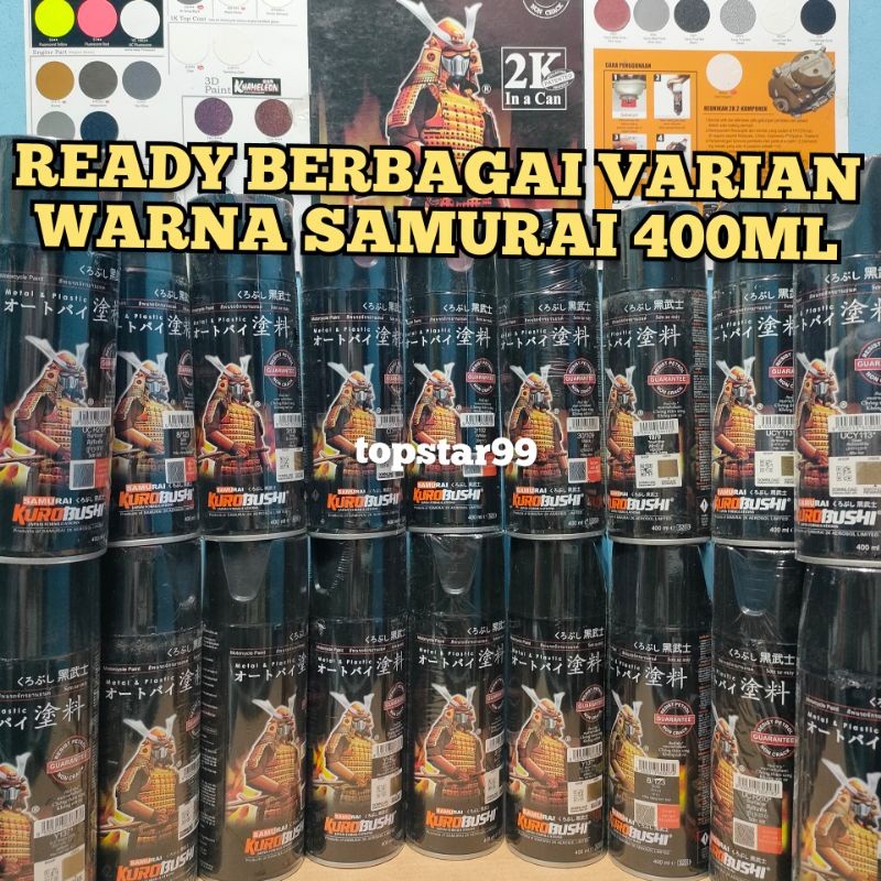 Pilok Pilox Cat Semprot Samurai Black, Clear, Red, Blue, Green, Gold,Silver,Yellow, Green Doff Dop M