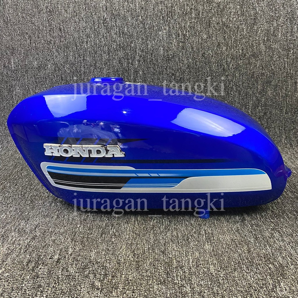 Tangki CB 125 Cat Grafis Biru 002 - Tangki Bensin Motor Honda CB125 Klasik Retro