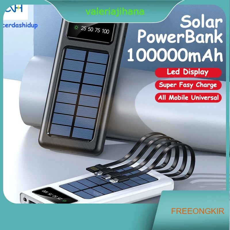 50000/100000 mAh Powerbank Robot Power Bank Solar Cell Tenaga Surya Portable Led Indikator Multifung