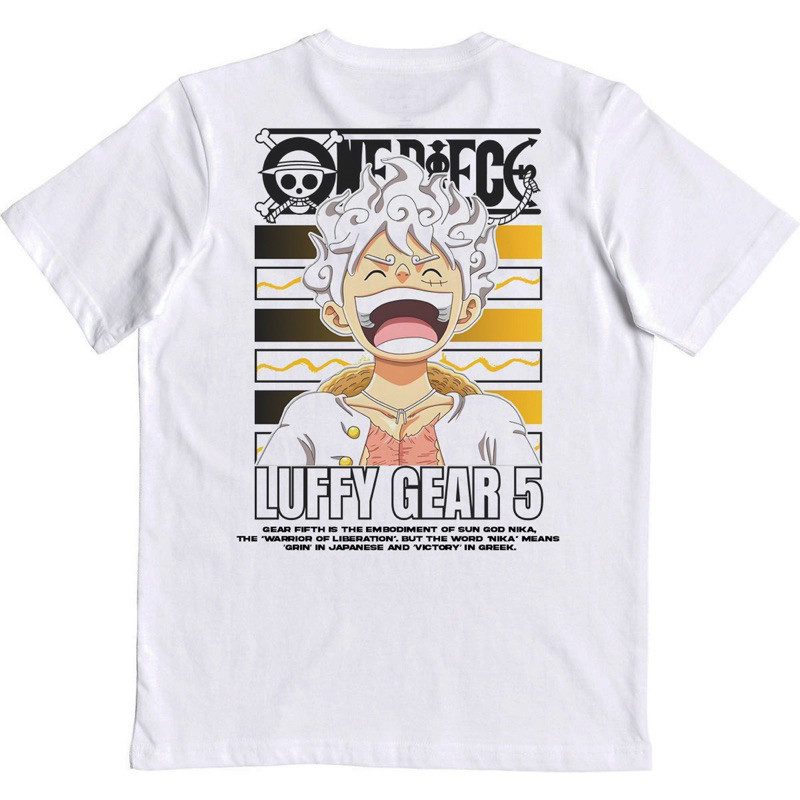 Kaos One Piece “Luffy Gear 5” | T Shirt Anime One Piece | Kaos Baju Putih Luffy Gear 5