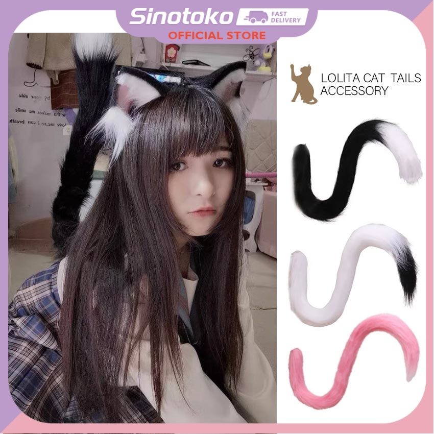 Ekor Kucing Cosplay Kawaii 80cm – Buntut Kucing Kitten Tail Gaya Neko Jepang Anime, Aksesoris Neko L