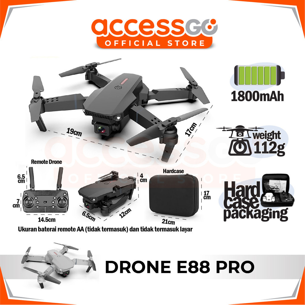 Drone E88pro 4K Ultra HD Foldable Drone Lipat Single Camera