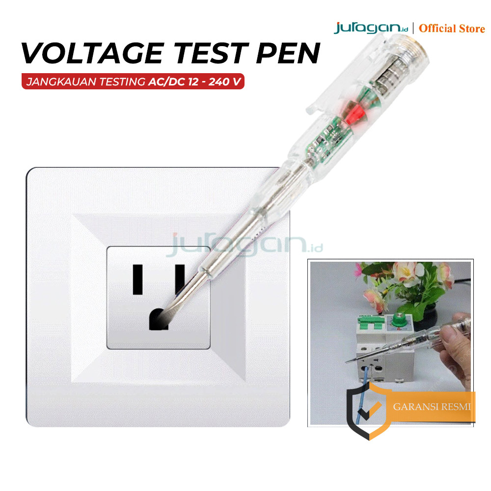 Mingqi Voltage Test Pen Pendeteksi Aliran Arus Listrik 12-240V Tespen 2 Lampu warna - MQ912
