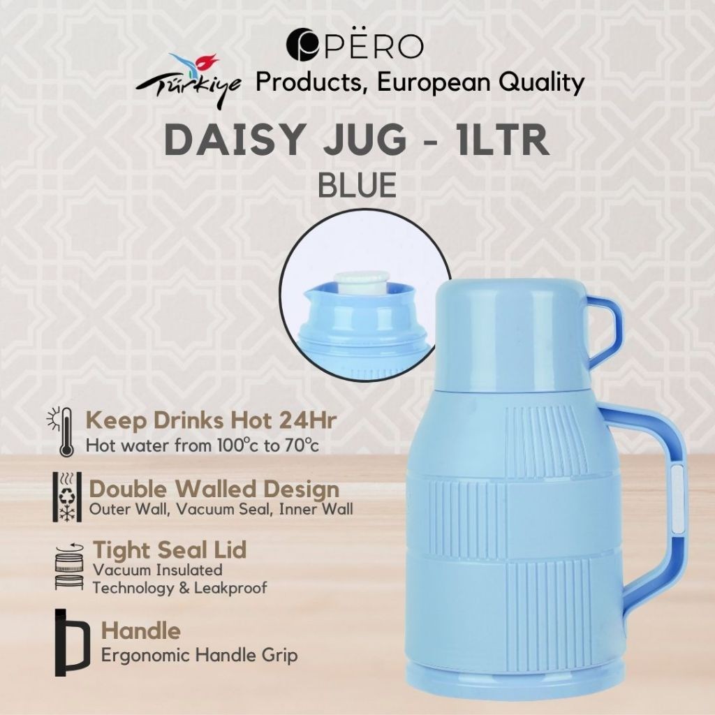 GERUSANBUPLAS Pero Daisy Termos Jug Panas Dingin 24 Jam 1Liter / Thermos with Handle / Termos Air Pa