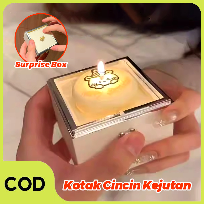 [COD]  Kotak Cincin Beruang Ring Box Surprise Box Lilin Ulang Tahun Beruang Kotak Perhiasan Cincin K