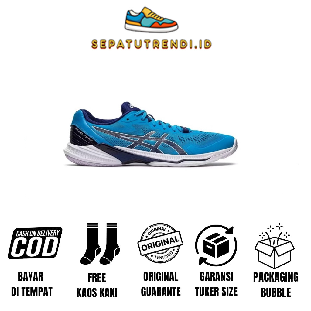 Sepatu ASlCS Sepatu Olahraga Voli Sky FF Elite Blue White Red Sepatu lari
