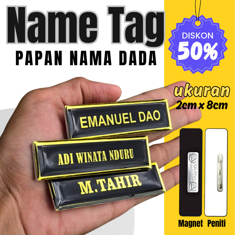Name Tag Nama Dada Nama Dokter Akrilik Magnet Peniti Gold Silver