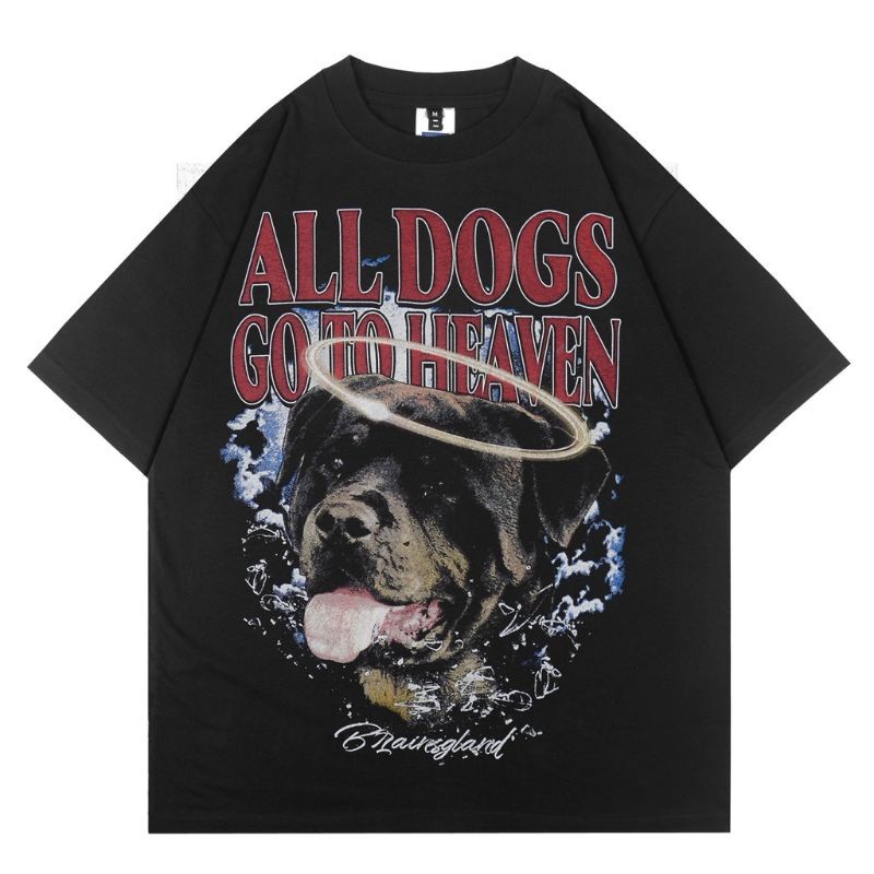 Mode 【Populer】 Kaos| Terlalu besar| Anjing| Hitam| Brainsgland / kaos all dogs / baju dogs / kaos pr