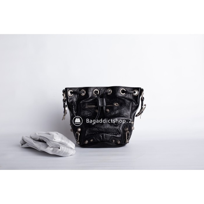 BagAddict Tas B Wanita Kulit Asli Le Cagole PomPon Mini Black SHW
