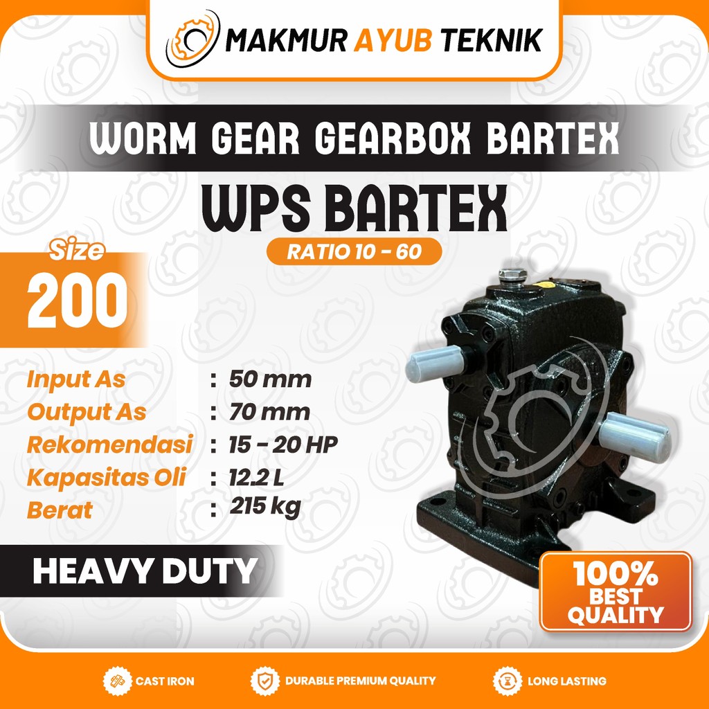 MAT | BARTEX Gearbox WPS Size 200 Ratio 10-60 Worm Gear Speed Reducer Gear Box