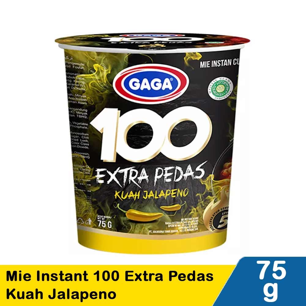 GAGA MIE INSTANT 100 EXTRA PEDAS KUAH JALAPENO 75g