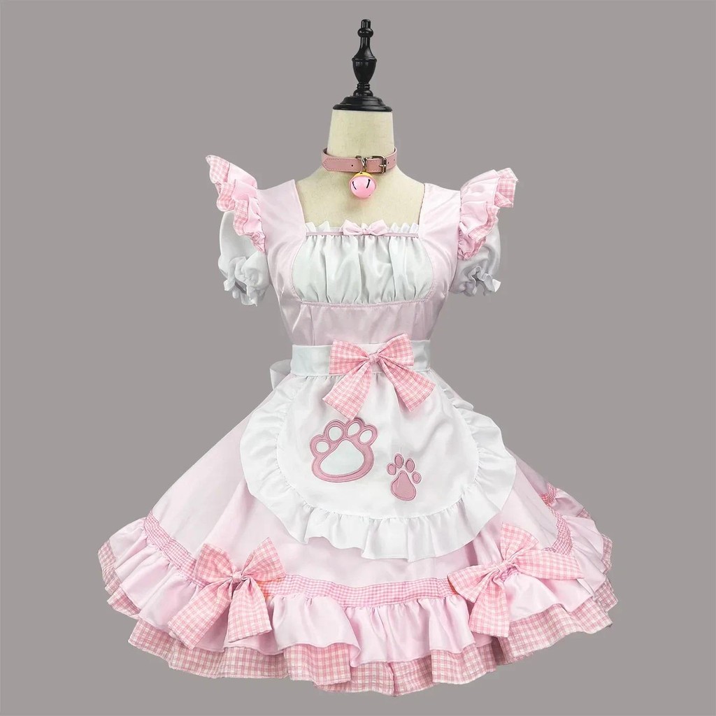 Classical Maid Cosplay Costumes Lolita Cat Girl Plus Size Apron Maid Outfits Anime Black White Cute 