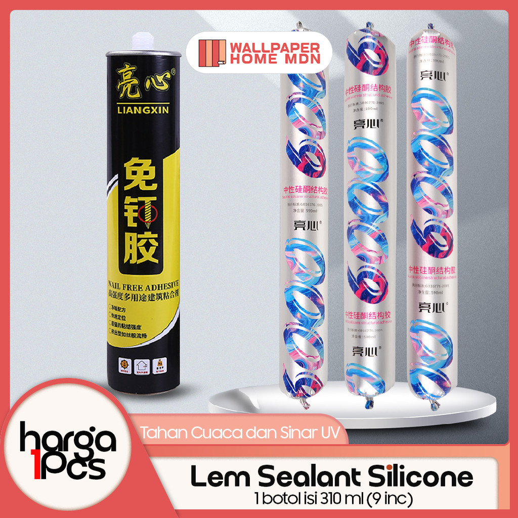 Lem Silikon Silicone Sealant Lem Kaca Wallpaper Aluminium Kayu Logam PVC Tahan Air