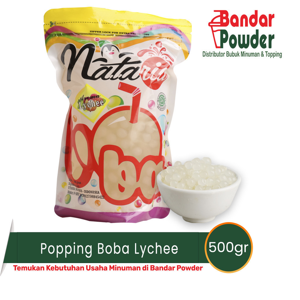 Popping Boba Lychee 500gr - Poping Jelly Nataria - Bandar Powder
