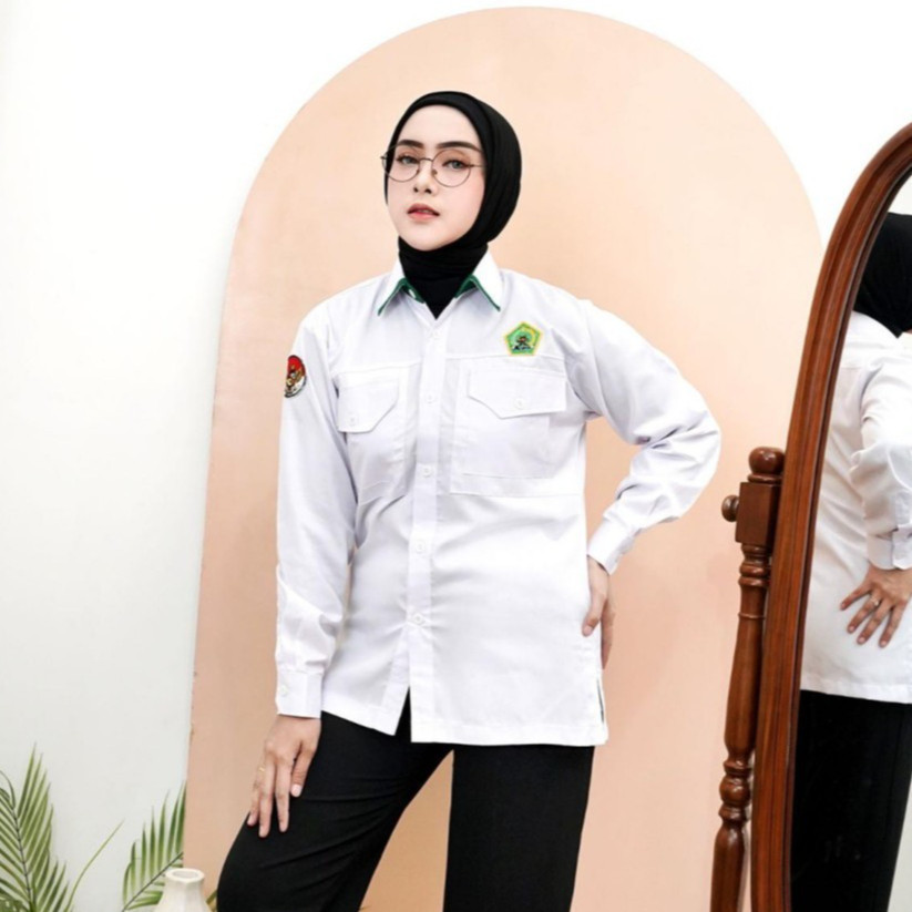 Promo Tunik Pdh Kemenag Putih Wanita Lengan Panjang Terbaru 2025 / Baju Wanita Asn Putih / Kemeja