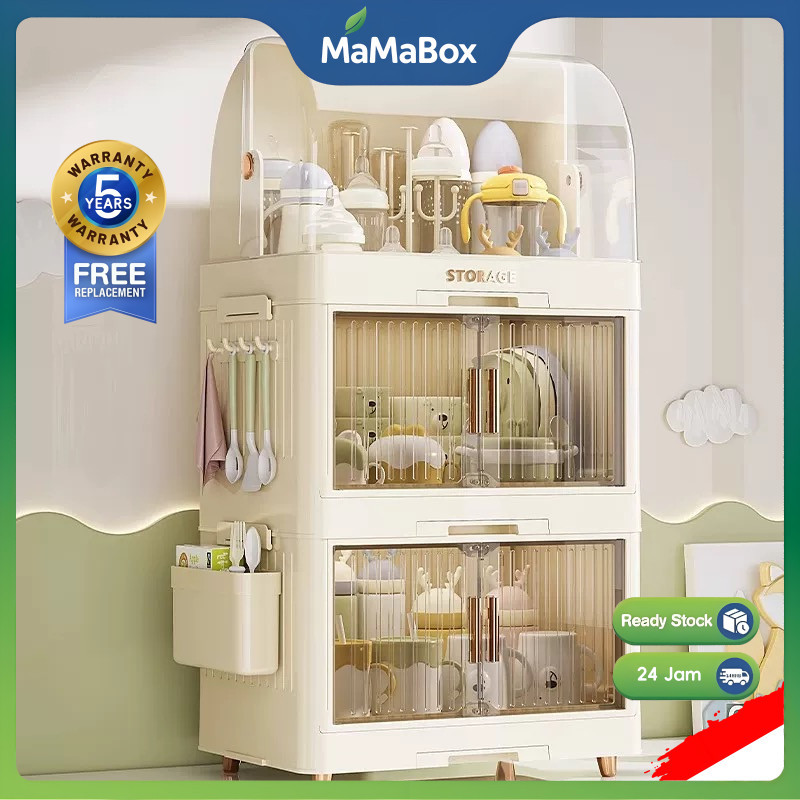 MaMaBox Rak Piring Plastik Tertutup Rak Pengering Piring Lipat Rak Cuci Piring Rak Mangkok Dapur