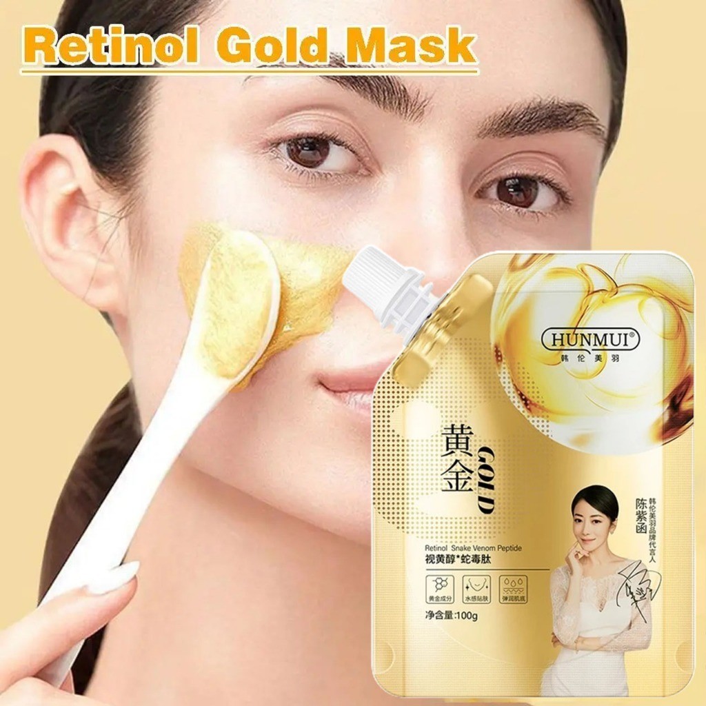 Hunmui Peel Off Retinol Gold Mask Mengangkat Komedo Membersihkan Pori-Pori Mengencangkan Kulit Mence