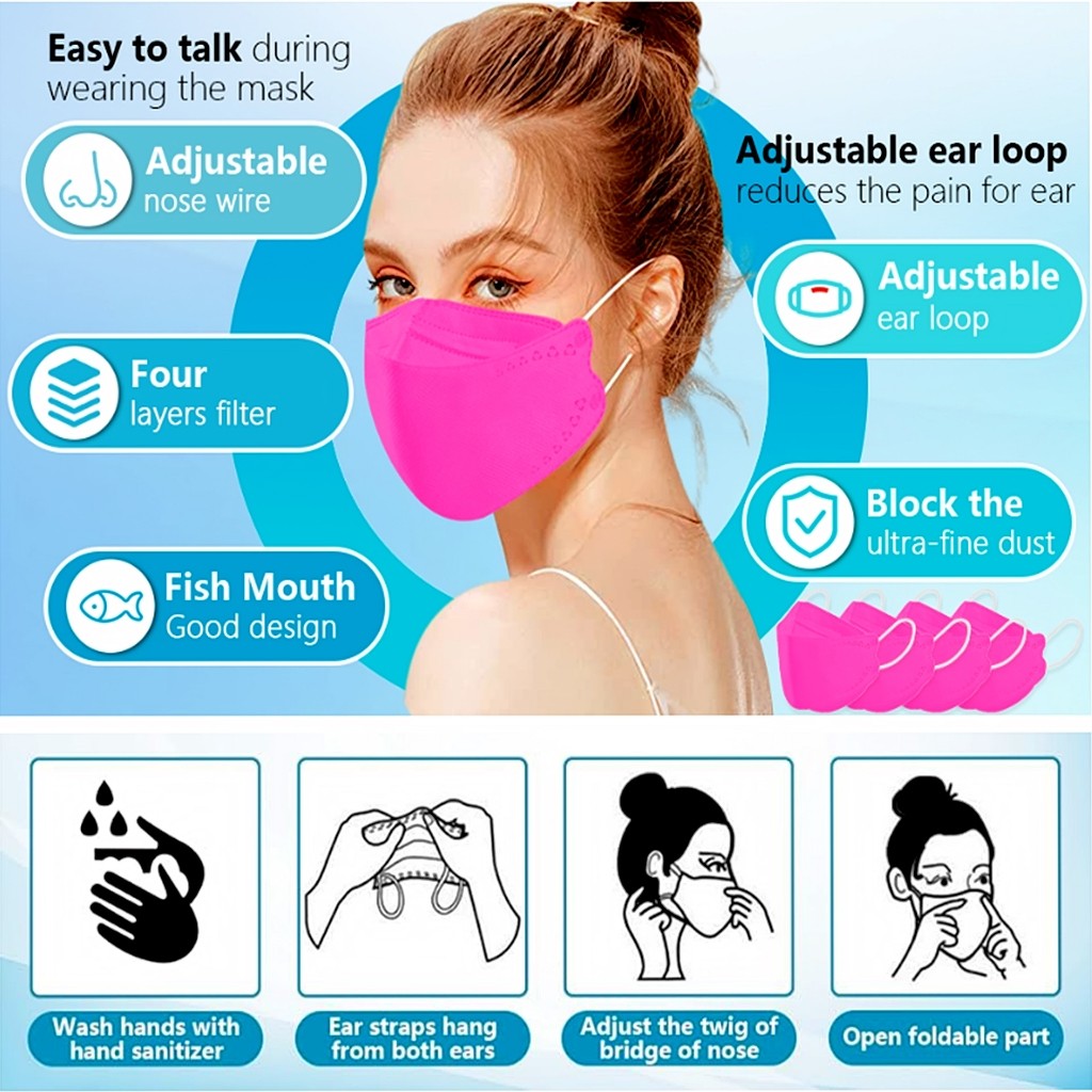 10 PCS Masker KF94 Dewasa Warna 4ply Layer Disposable Adult Earloop Korea Protective 3D Face Mask