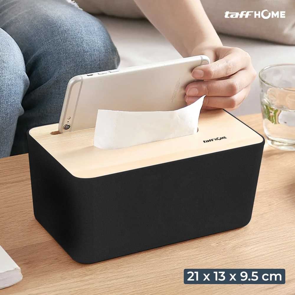 RAS - TaffHOME Kotak Tisu Kayu Tissue Box dengan Holder Smartphone - ZJ008