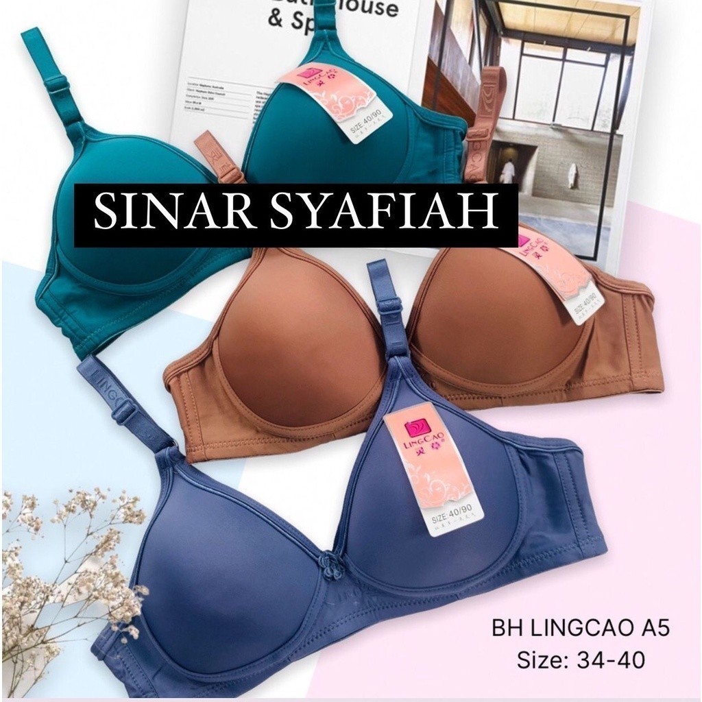 bra bh wanita lingcao a5 cup kecil tanpa kawat kancing 2