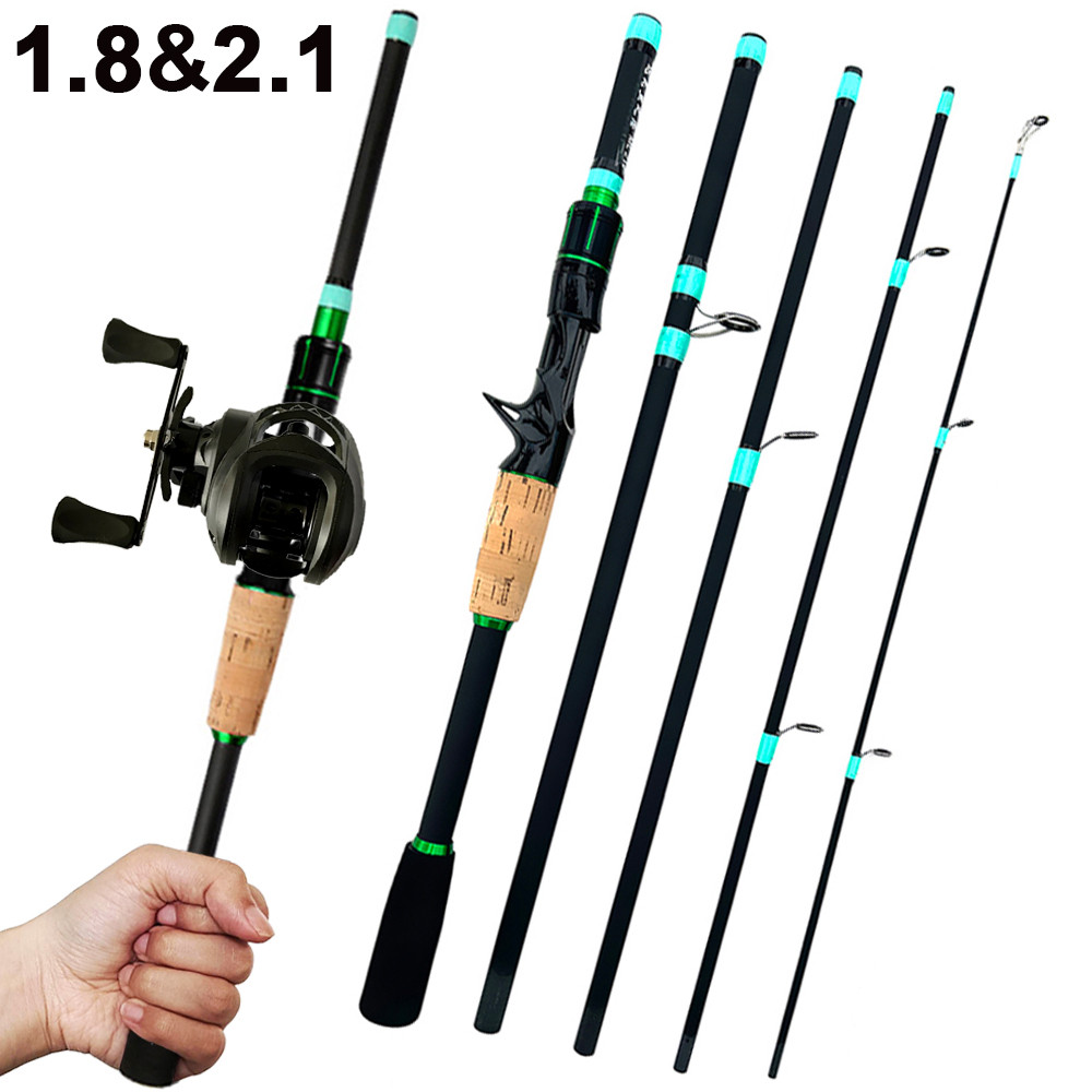 Ultralight Baitcasting Reel and Rod Fishing Combo Kit Carbon Fiber Pole 5/4 Sections with Casting Wh