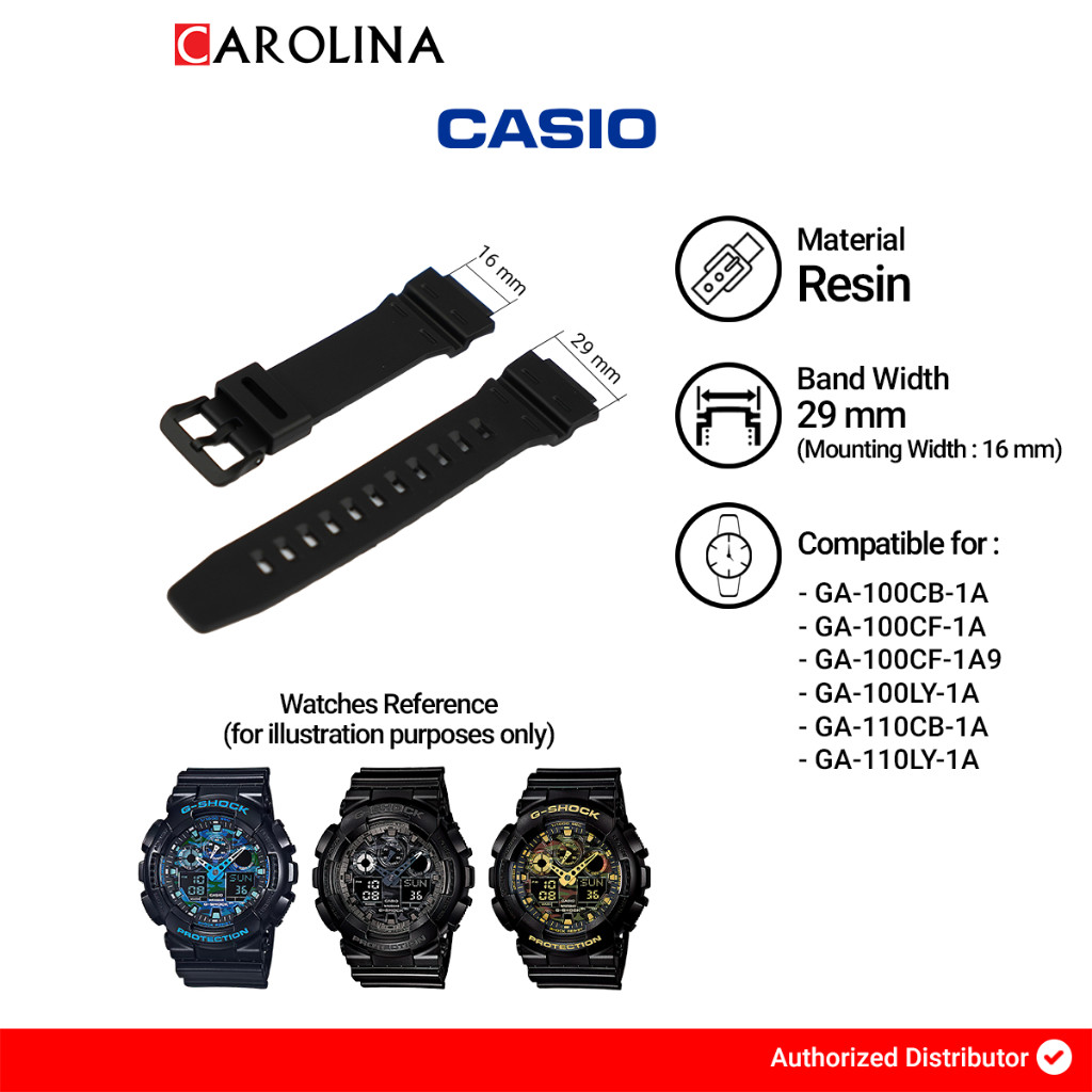 Tali Strap G-Shock GA-100CB / GA-100CF / GA-100LY / GA-110CB / GA-110LY 29mm Black Resin 10467763/10