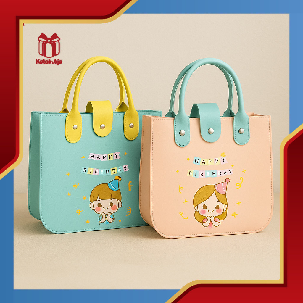 Tote Bag Ultah Anak / Tas Souvenir Ultah Anak / Tas Kulit Ultah Anak / Souvenir Ultah Anak I AMI02