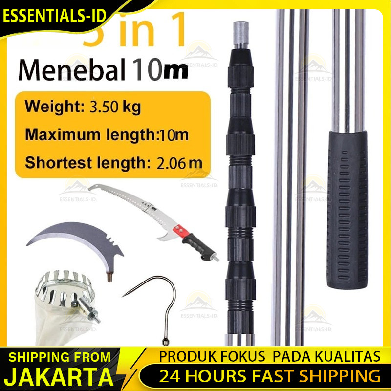6 in1 6M Tongkat Panjang Untuk Petik Buah /metal fruit picker /galah pemetik buah 10 meter/tongkat p