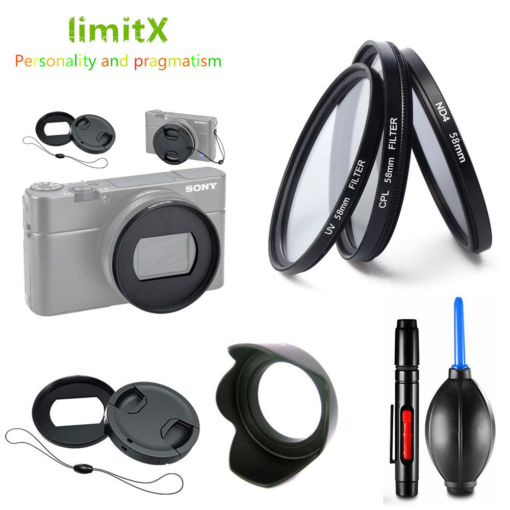 Filter Kit UV CPL ND & Adapter Ring & Lens Hood Cap Cleaning Pen for Sony ZV-1 II ZV1 RX100 Mark VII