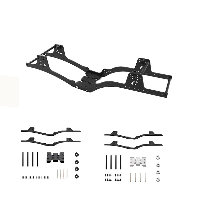 LCG Carbon Fiber Chassis Kit for Axial SCX10 I/II/III & Capra - Complete Frame Rail & Skid Plate Set