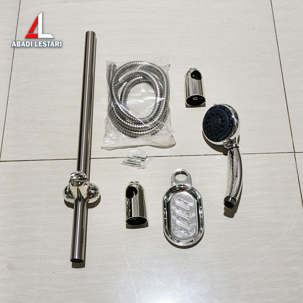 SHOWER TIANG SET CAB /  TIANG HAND SHOWER FULL SET SILVER / TIANG SHOWER CAB