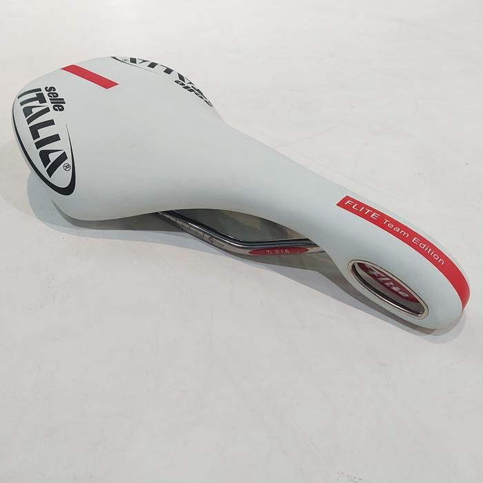 Saddle Sepeda Selle Italia Flite Titanium 315 White Red Original