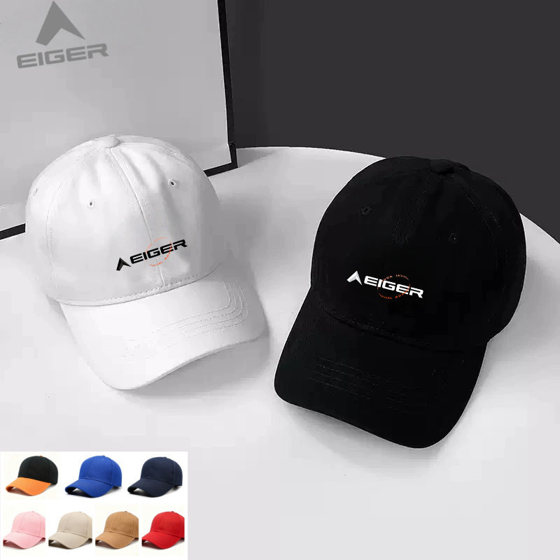 Topi EIGER Kekinian Unisex Hitam Putih Topi Olahraga Casual Street Style Pria Wanita Premium
