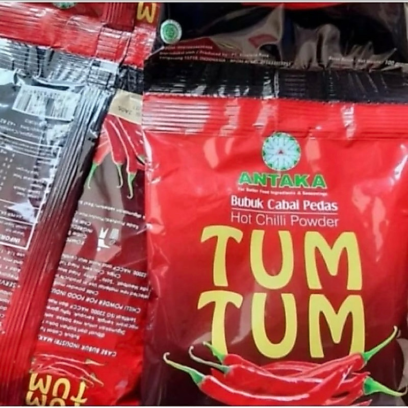 Tumtum Bubuk Cabe / Cabai Pedas Bumbu Antaka 1 renceng 10 bks x 100 gr gram / rencengan isi 1 kg isi
