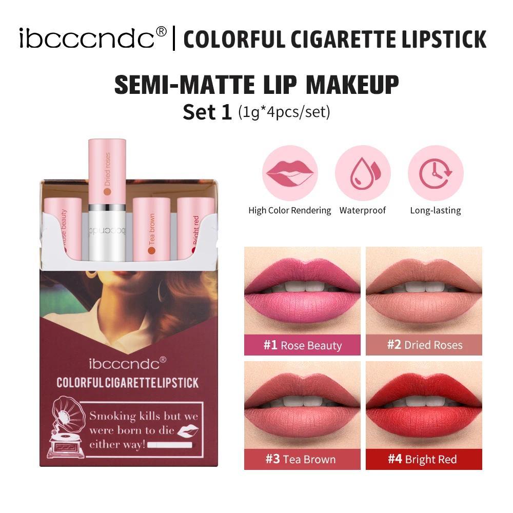 Lip Gloss Berwarna-warni Bentuk Rokok, Matte, Tahan Air, Tahan Lama, Tidak Menempel di Cangkir, Muda