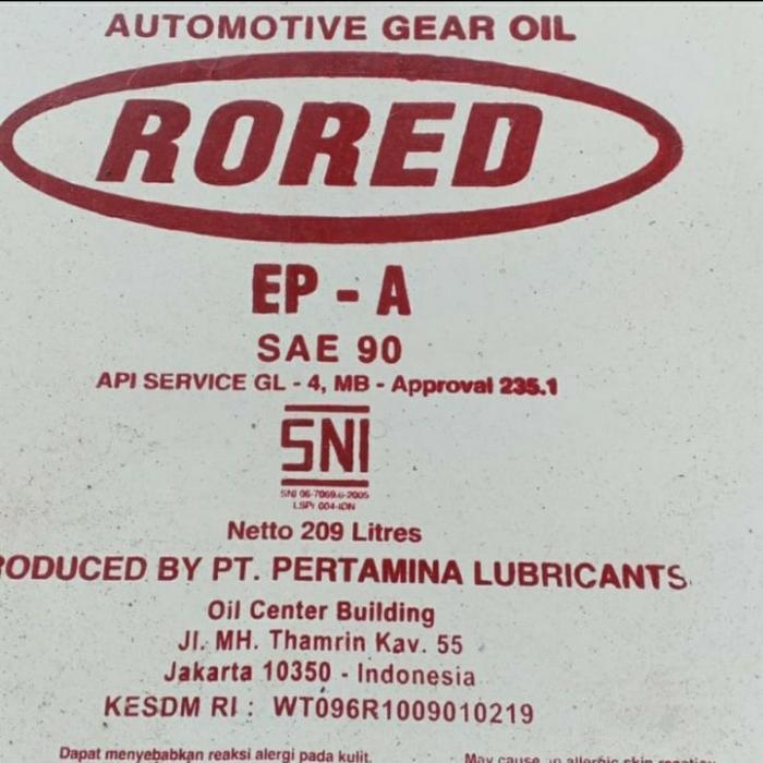 OLI GIGI GARDAN PERSNELING PERTAMINA RORED EPA90/SAE90 DRUM 209 LTR