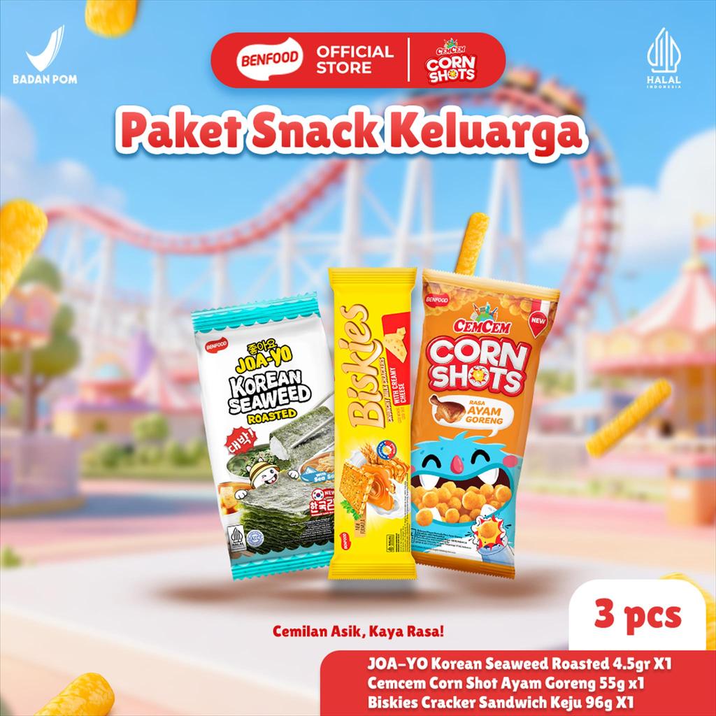 [Paket Hemat] Joa-yo Biskies Cemcem Paket Snack Keluarga Hemat Camilan Rumput Laut Krekers Keju Mura