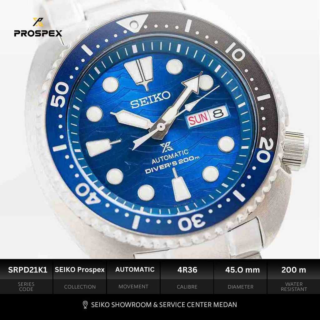 Jam Tangan Seiko SRPD21K1 Prospex Automatic Penyelam 45mm Biru