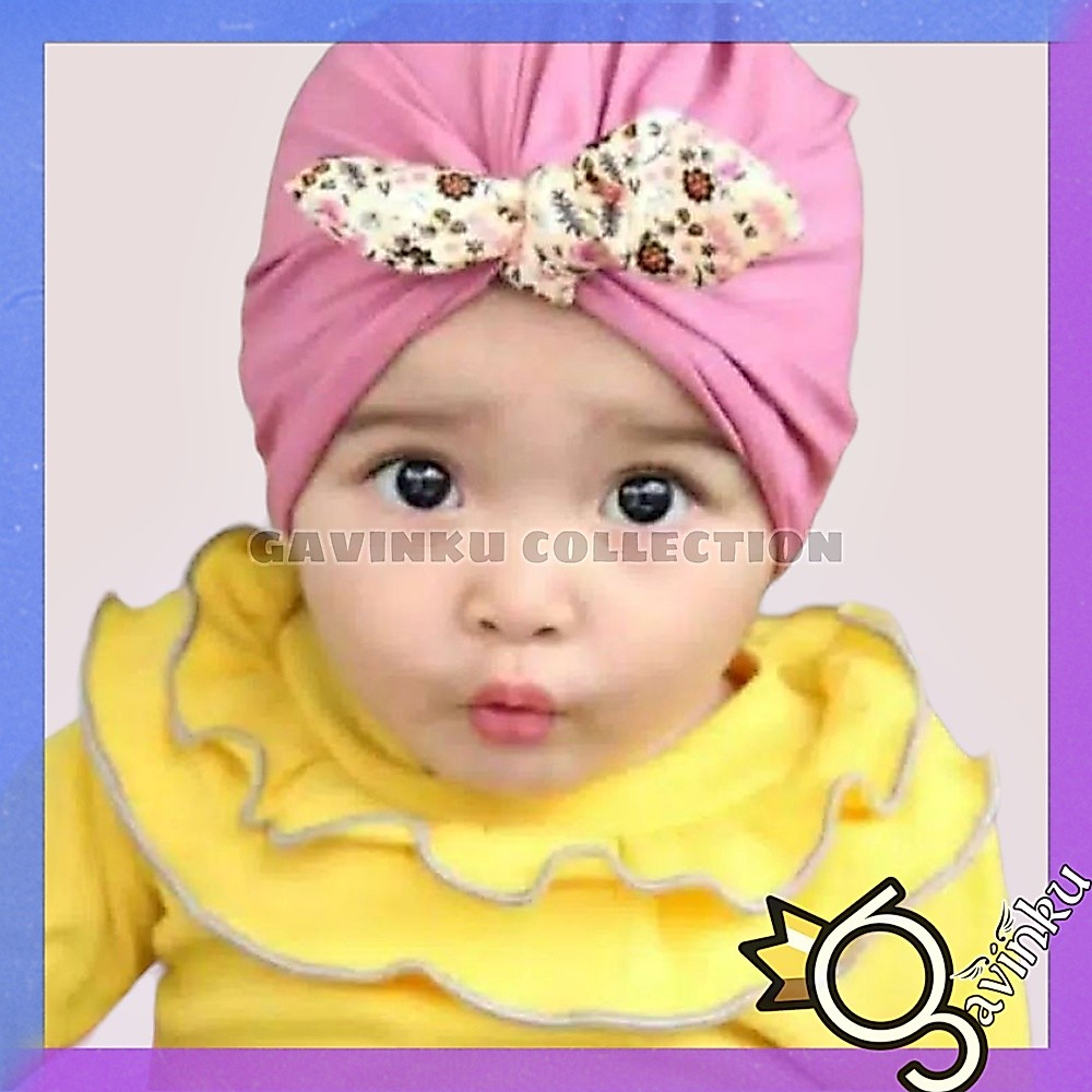 Turban Bayi Perempuan Pita Kupu Kupu Bunga Simpul Knot Newborn Anak Umur 0 1 2 3 4 5 6 7 8 9 10 11 1