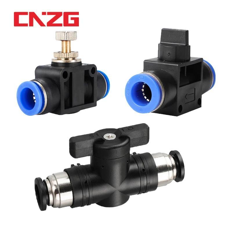 Fitting 4mm 6mm 8mm 10mm 12mm Pneumatic Push In Quick Joint Connector Hand Valve To Turn Switch Manu